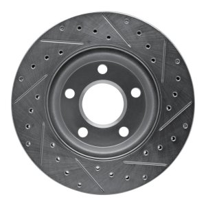 Buick Allure Brake Rotor (1) - Front Left - R1 Concepts - Drilled & Slotted - Silver - `04-`09